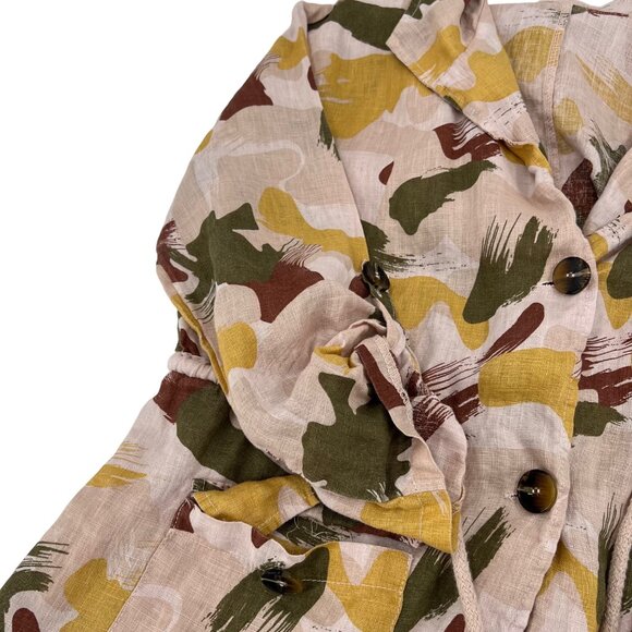 Baci Women's Multicolor Linen Hooded Button Down Pockets Made In Italy Small - Picture 8 of 10